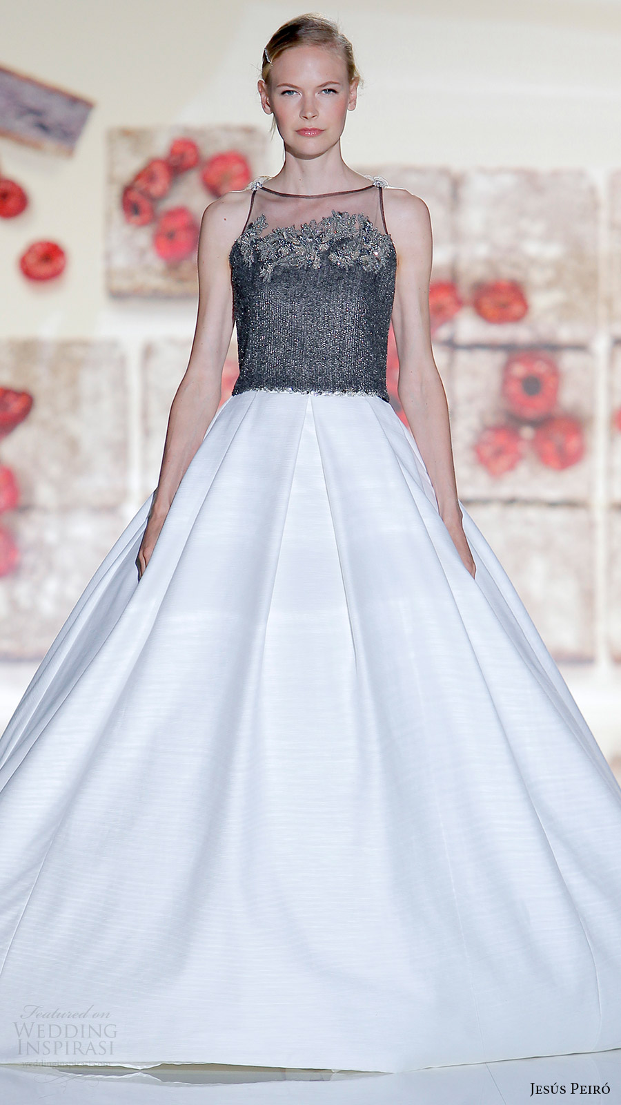 jesus peiro bridal 2017 sleeveless illusion jewel neck ball gown wedding dress (18) mv jesus peiro bridal 2017 sleeveless illusion jewel neck ball gown wedding dress (18) mv