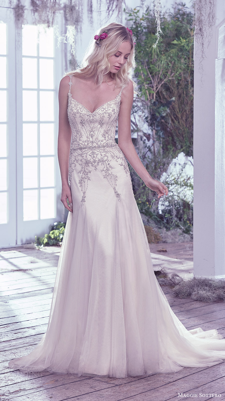 maggie sottero bridal fall 2016 sleeveless beaded straps sweetheart aline wedding dress (andraea) mv