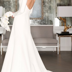 romona keveza bridal spring 2017 strapless straightacross trumpet wedding dress (rk7402) bv train optional long sleeve shrung