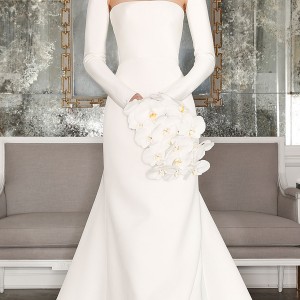 romona keveza bridal spring 2017 strapless straightacross trumpet wedding dress (rk7402) mv optional long sleeve shrung