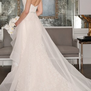 romona keveza bridal spring 2017 strapless sweetheart trumpet wedding dress (rk7408) bv optional sheer aline overskirt train