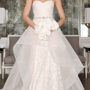 romona keveza bridal spring 2017 strapless sweetheart trumpet wedding dress (rk7408) mv optional sheer aline overskirt