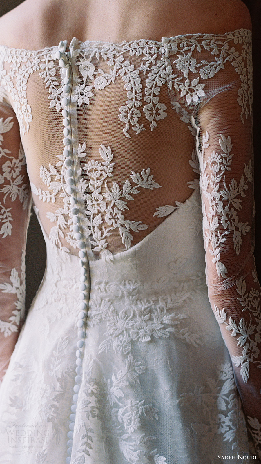 sareh nouri bridal spring 2017 illusion off shoulder long sleeves aline wedding dress (lily of the valley) zbv illusion back sareh nouri bridal spring 2017 illusion off shoulder long sleeves aline wedding dress (lily of the valley) zbv illusion back