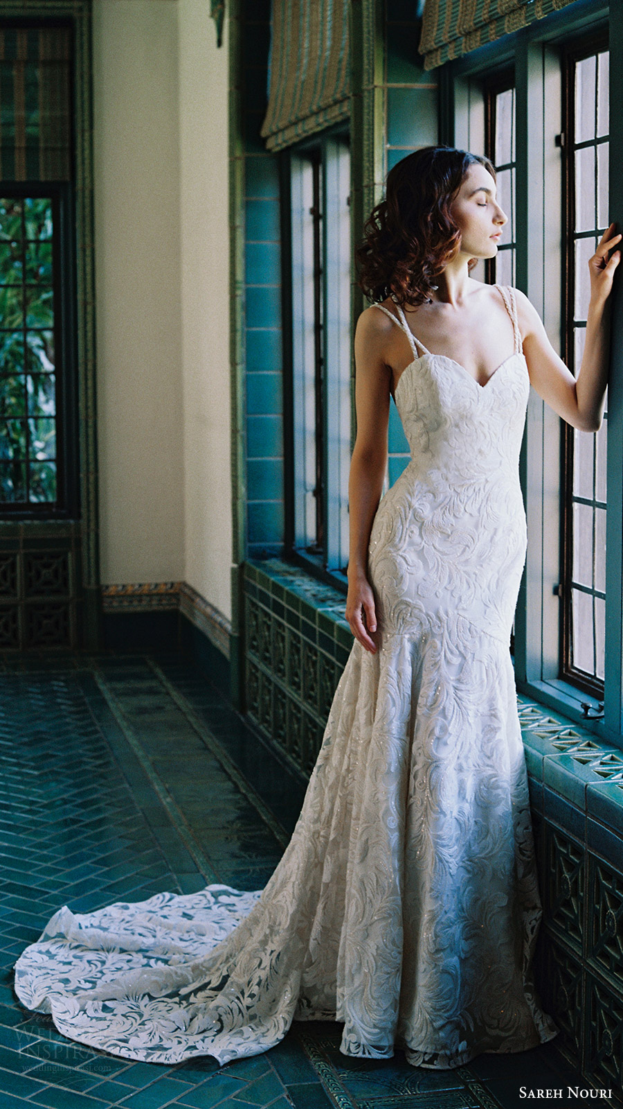 sareh nouri bridal spring 2017 sleeveless double straps sweetheart mermaid lace wedding dress (lotus) mv train sareh nouri bridal spring 2017 sleeveless double straps sweetheart mermaid lace wedding dress (lotus) mv train