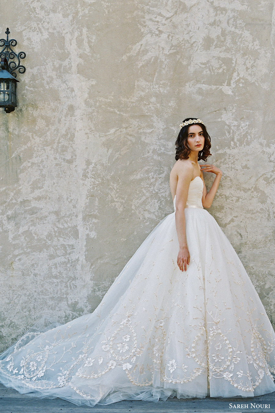 sareh nouri bridal spring 2017 strapless straightacross ball gown wedding dress (ivy) fv train sareh nouri bridal spring 2017 strapless straightacross ball gown wedding dress (ivy) fv train