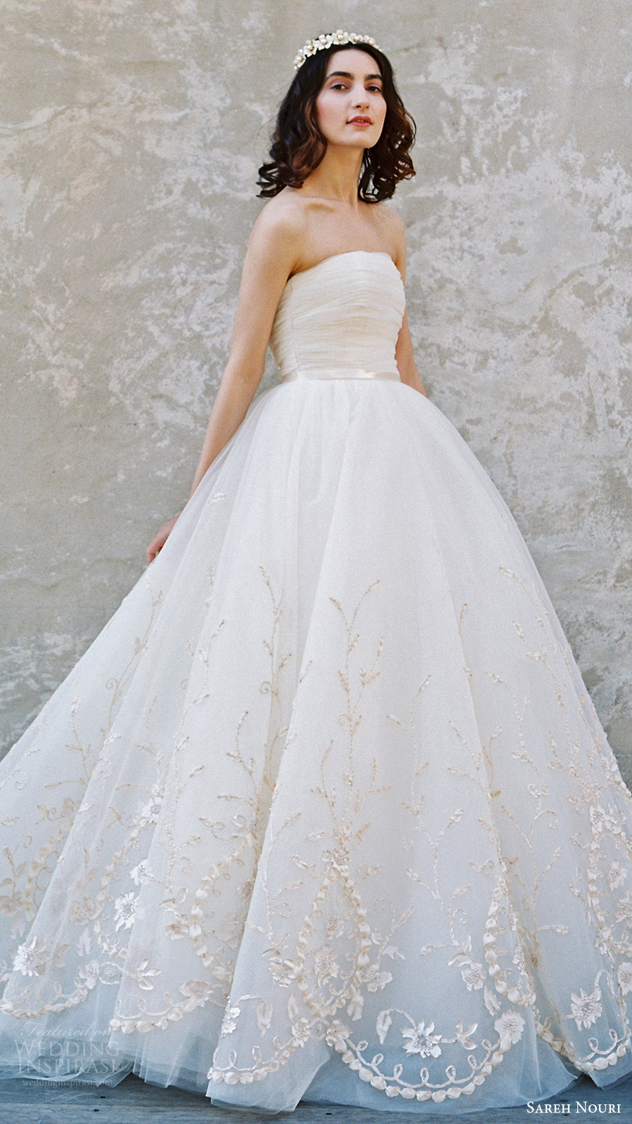 sareh nouri bridal spring 2017 strapless straightacross ball gown wedding dress (ivy) mv sareh nouri bridal spring 2017 strapless straightacross ball gown wedding dress (ivy) mv