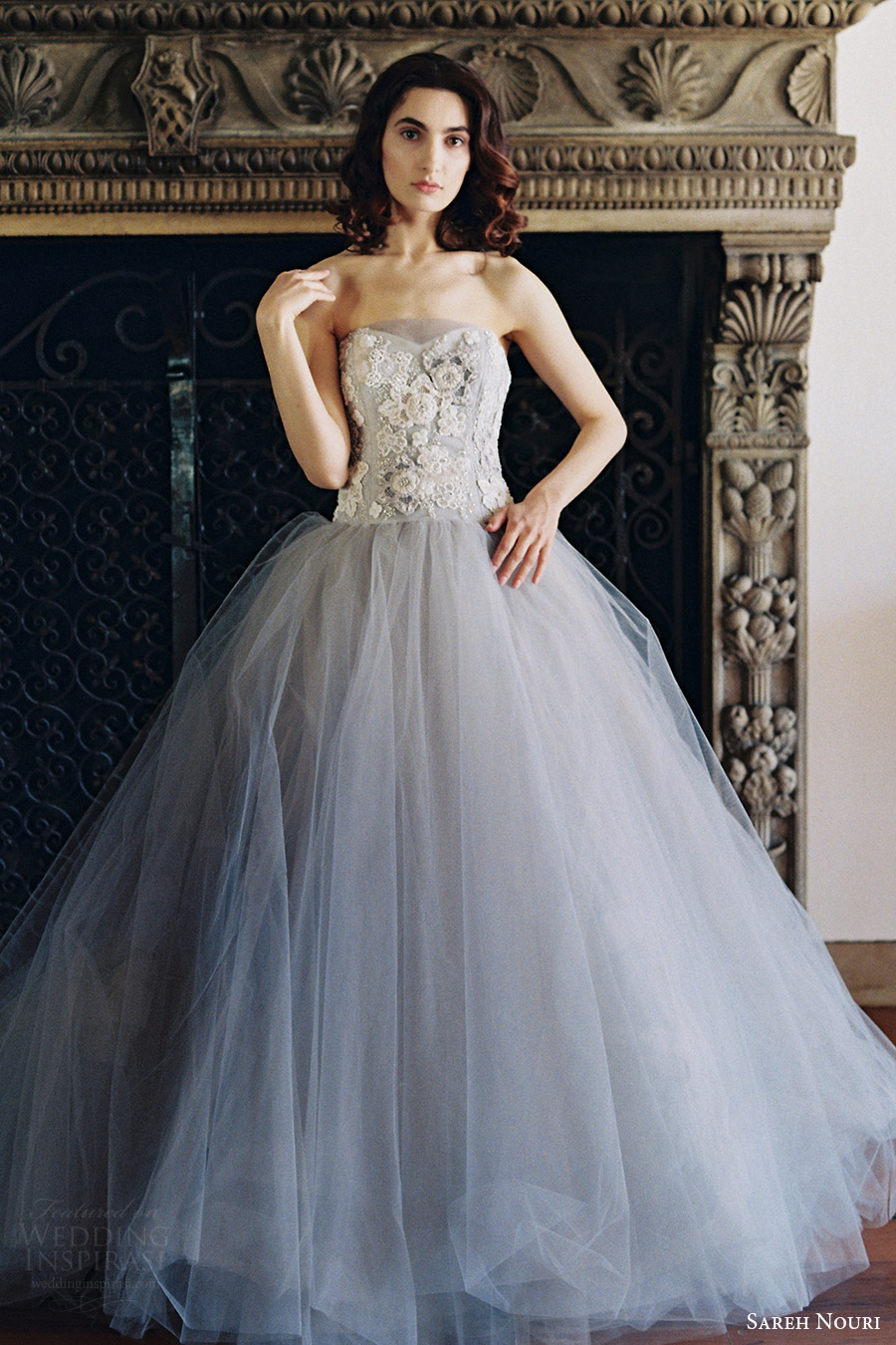 sareh nouri bridal spring 2017 strapless sweetheart ball gown wedding dress (iris) fv gray color sareh nouri bridal spring 2017 strapless sweetheart ball gown wedding dress (iris) fv gray color