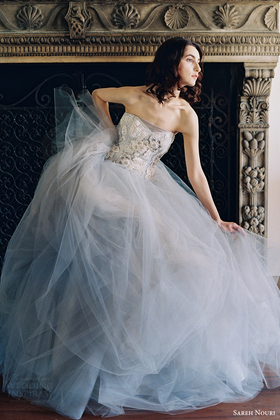 sareh nouri bridal spring 2017 strapless sweetheart ball gown wedding dress (iris) fv gray color sareh nouri bridal spring 2017 strapless sweetheart ball gown wedding dress (iris) fv gray color