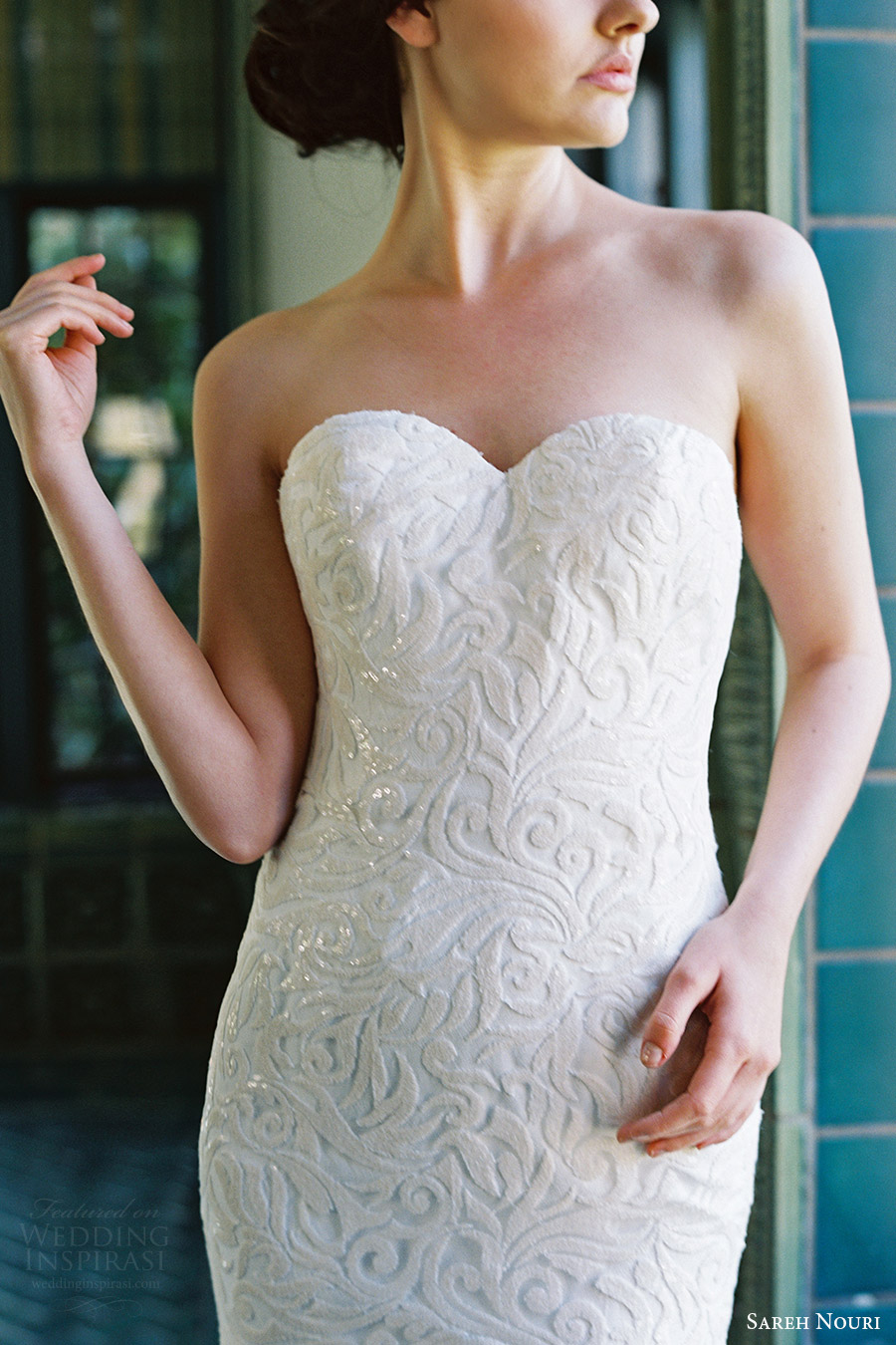sareh nouri bridal spring 2017 strapless sweetheart trumpet lace wedding dress (marigold) zv bodice sareh nouri bridal spring 2017 strapless sweetheart trumpet lace wedding dress (marigold) zv bodice