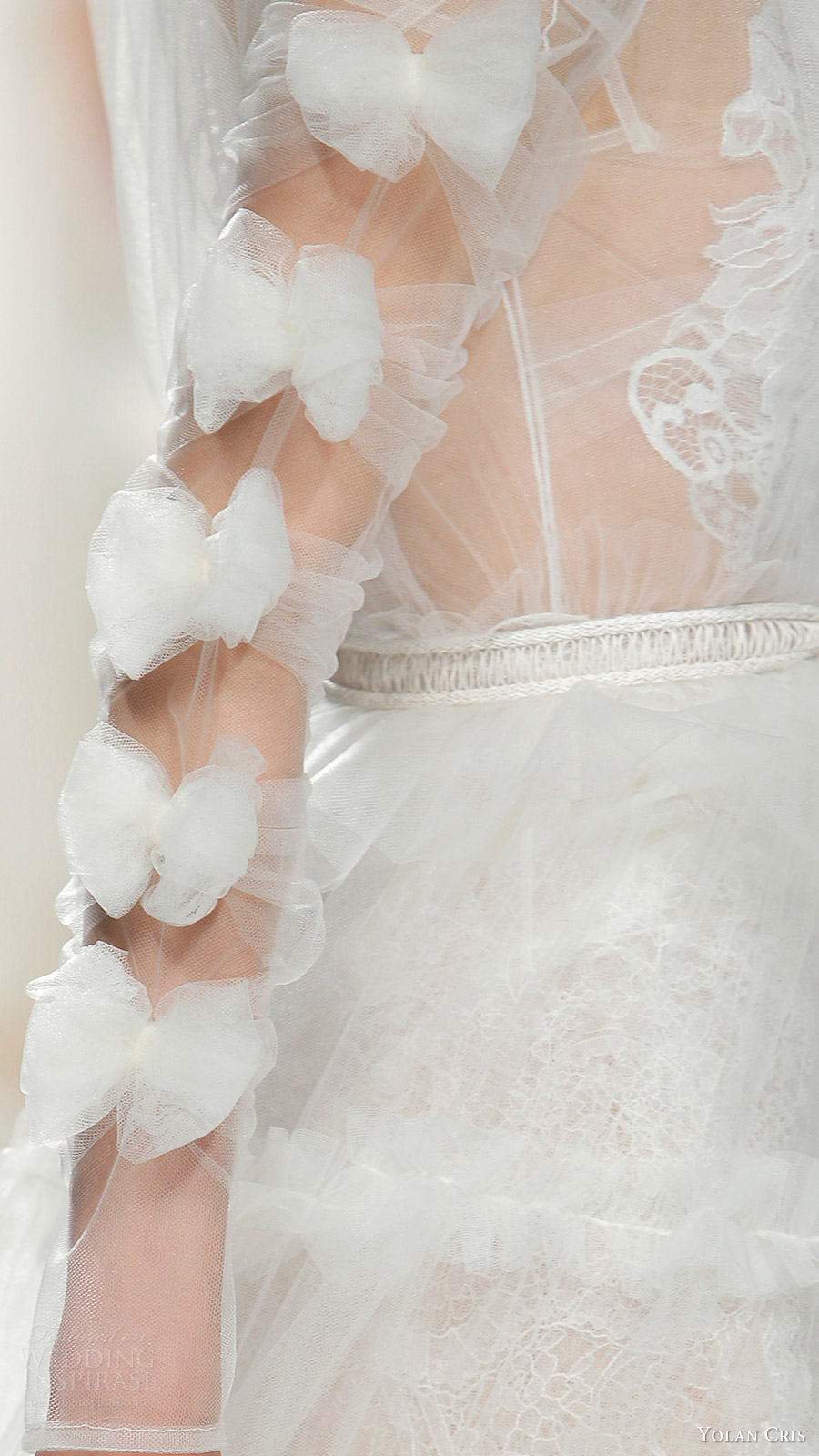yolan cris bridal 2017 illusion long sleeves high neck aline wedding dress (23) cu detail