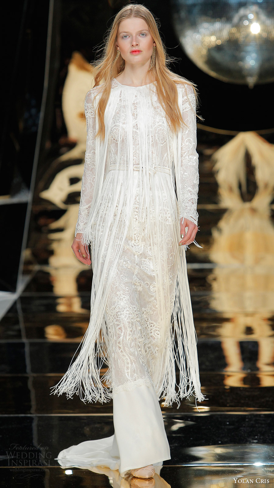 yolan cris bridal 2017 long sleeve fringe sheath wedding dress (14) mv yolan cris bridal 2017 long sleeve fringe sheath wedding dress (14) mv