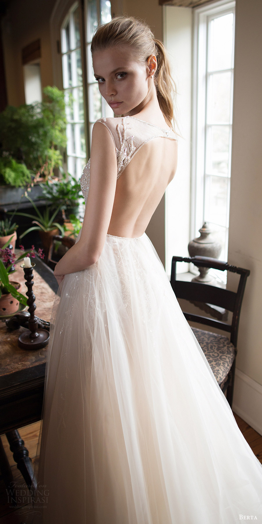 berta bridal fall 2016 sleeveless illusion jewel neck aline wedding dress (16 105) bv keyhole