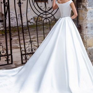 crystal design bridal 2016 off the shoulder jeweled belt chic modern simple a  line ball gown wedding dress with pockets royal train (shina) bv