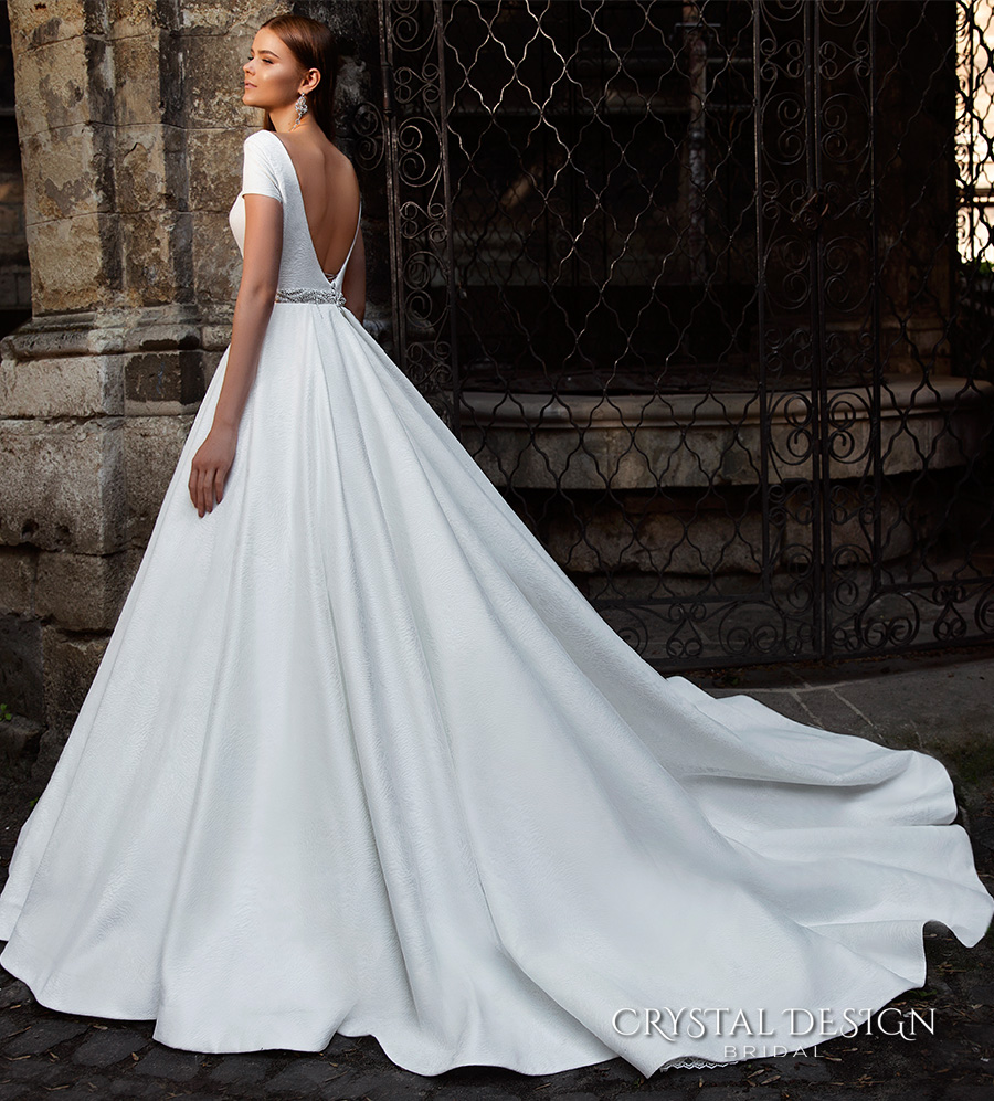 crystal design bridal 2016 cap sleeves jewel neckline heavily embellished bodice princess ball gown wedding dress monarch train (golden) bv