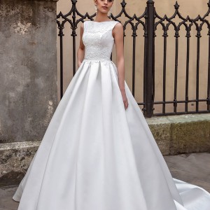 crystal design bridal 2016 sleeveless boat neckline embroidered bodice elegant a  line ball gown wedding dress lace illusion back royal train (ninelli) mv