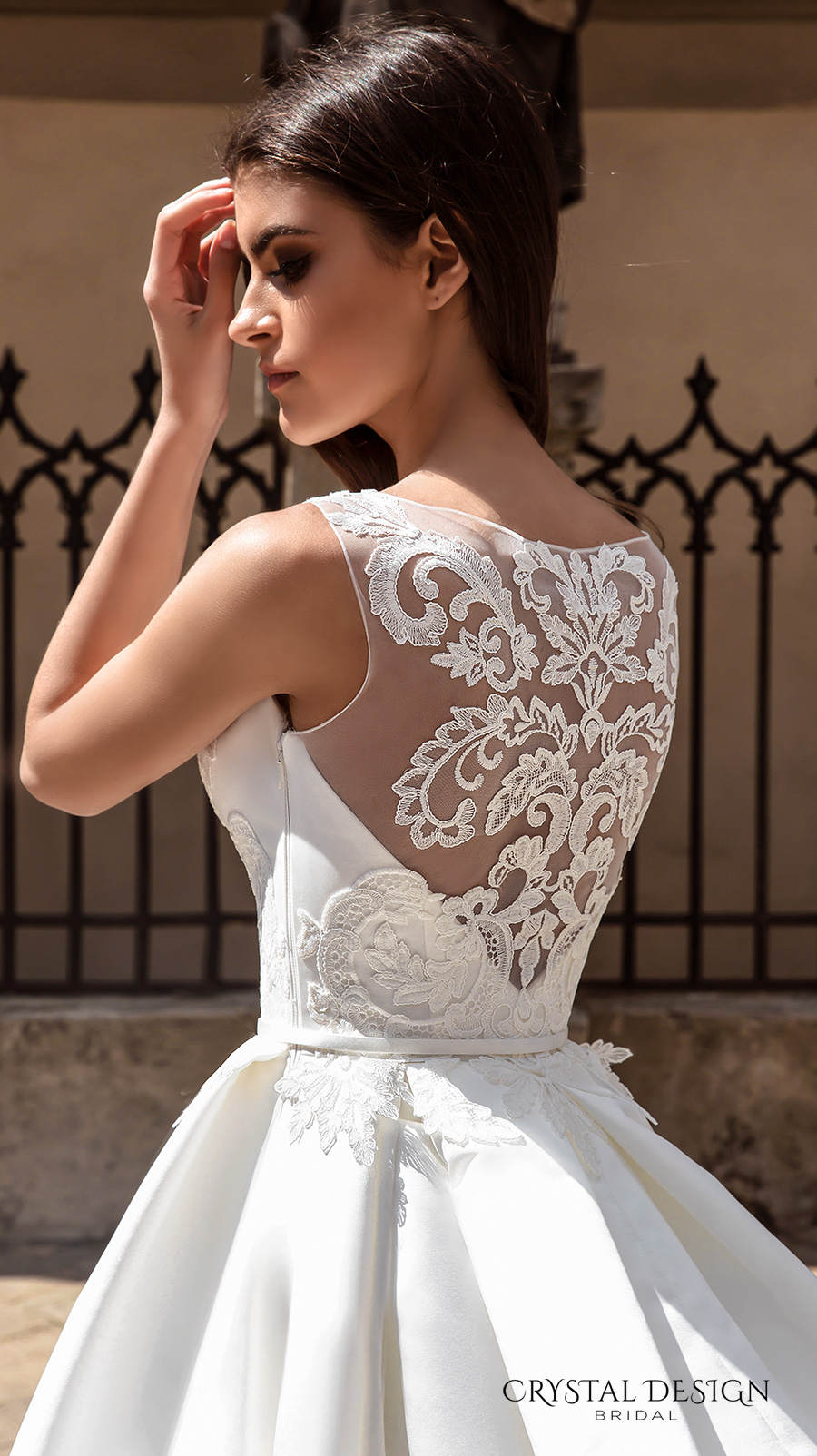 crystal design bridal 2016 sleeveless boat neckline embroidered bodice elegant a  line ball gown wedding dress lace illusion back royal train (ninelli) zbv