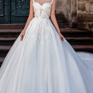 crystal design bridal 2016 sleeveless illusion boat sweetheart neckline heavily embellished bodice princess a  line ball gown wedding dress sheer back royal train (pilar) mv