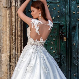 crystal design bridal 2016 sleeveless illusion boat sweetheart neckline heavily embellished bodice princess a  line ball gown wedding dress sheer back royal train (pilar) zbv