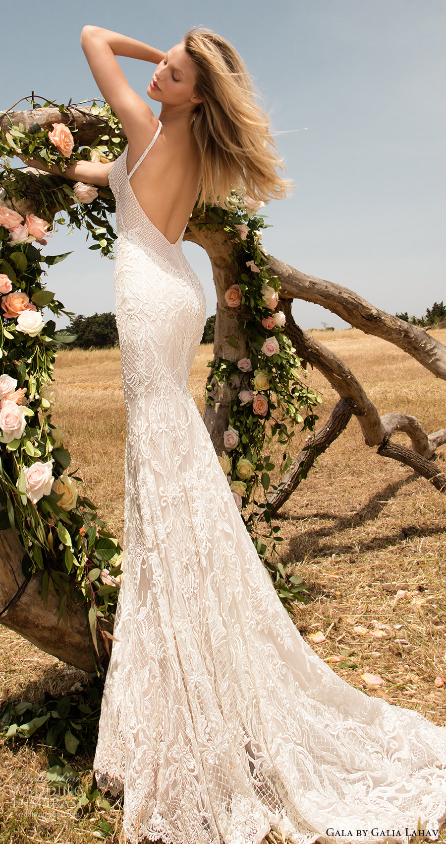 gala galia lahav spring 2017 sleeveless beaded straps deep vneck lace sheath wedding dress (708) bv train