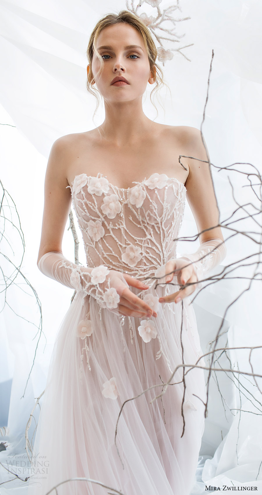 mira zwillinger bridal 2017 strapless sweetheart aline wedding dress (flora) zv