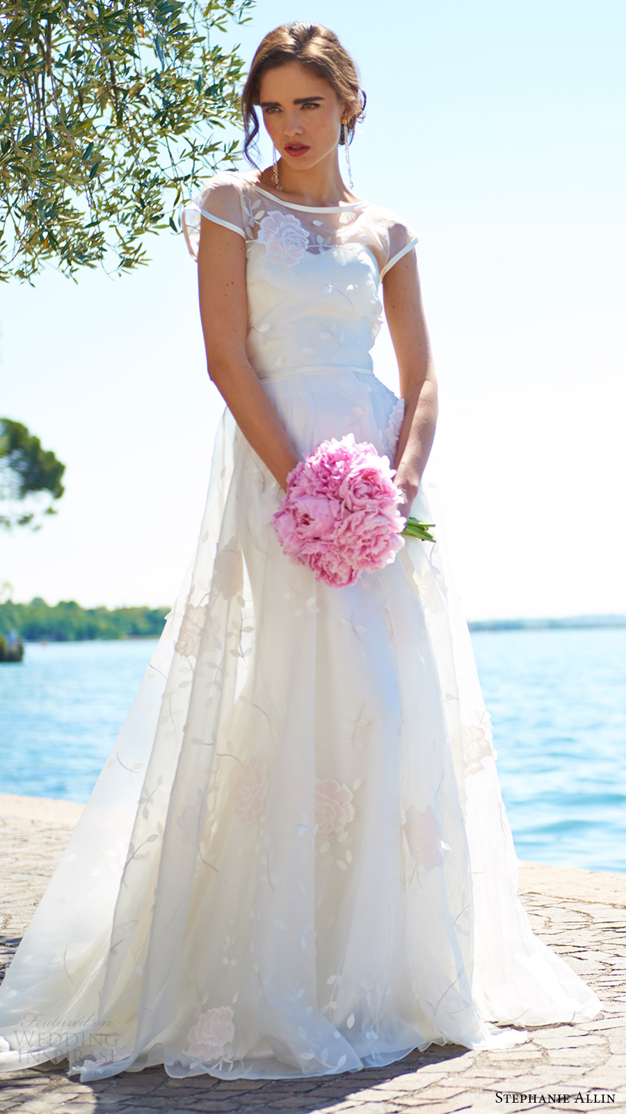 stephanie allin bridal 2017 illusion cap sleeve bateau neck aline wedding dress (rosetta) mv