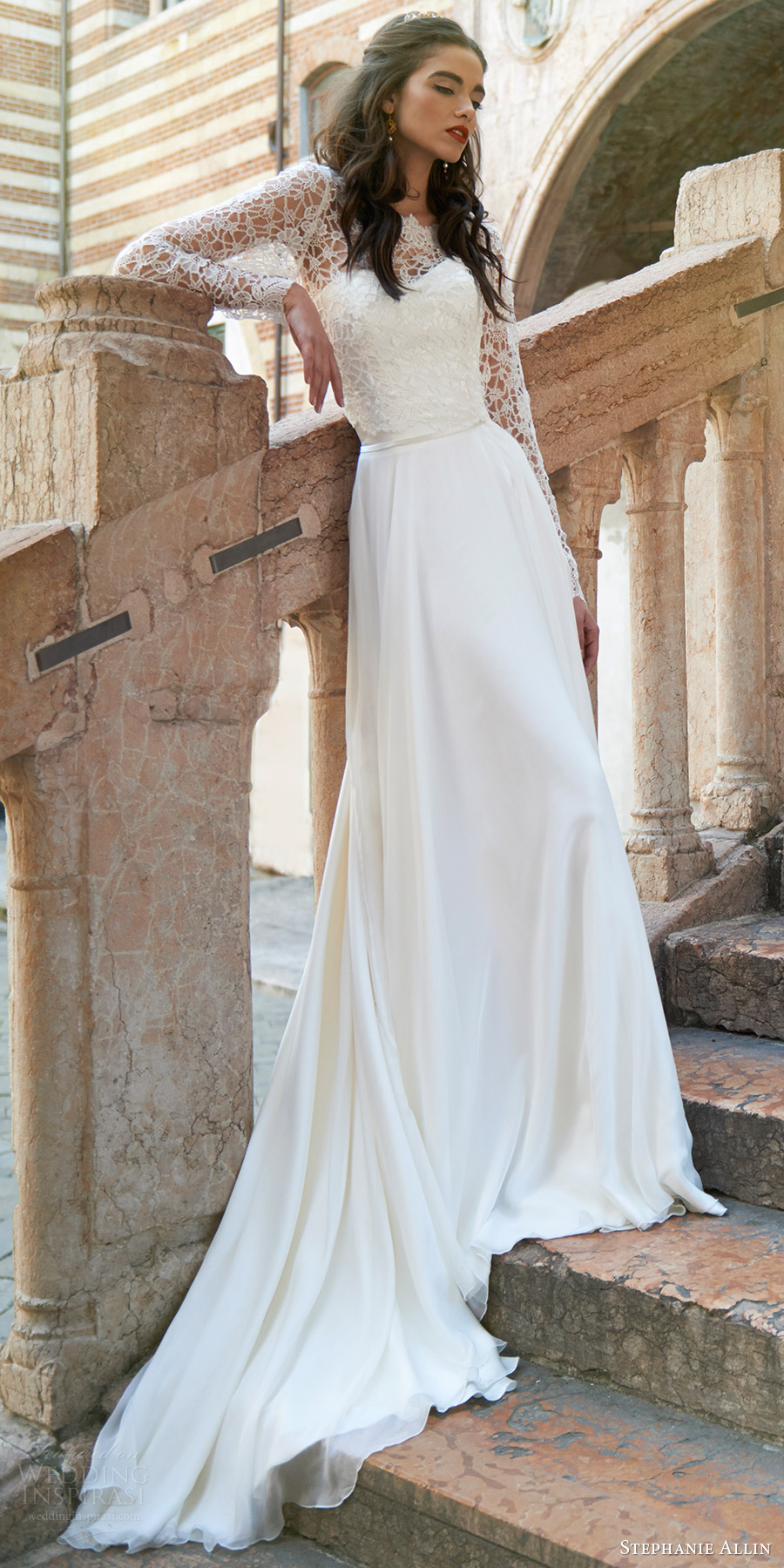 stephanie allin bridal 2017 strapless sweetheart aline wedding dress slit skirt (liliana with lucerne top) mv