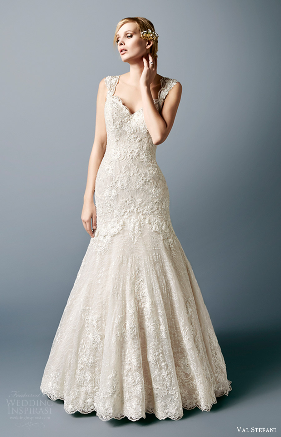 val stefani bridal fall 2016 sleeveless sweetheart lace mermaid wedding dress (rosalind) mv