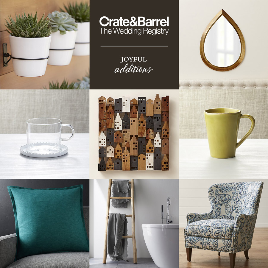 crate barrel wedding registry home decor art furniture gifts for bride groom