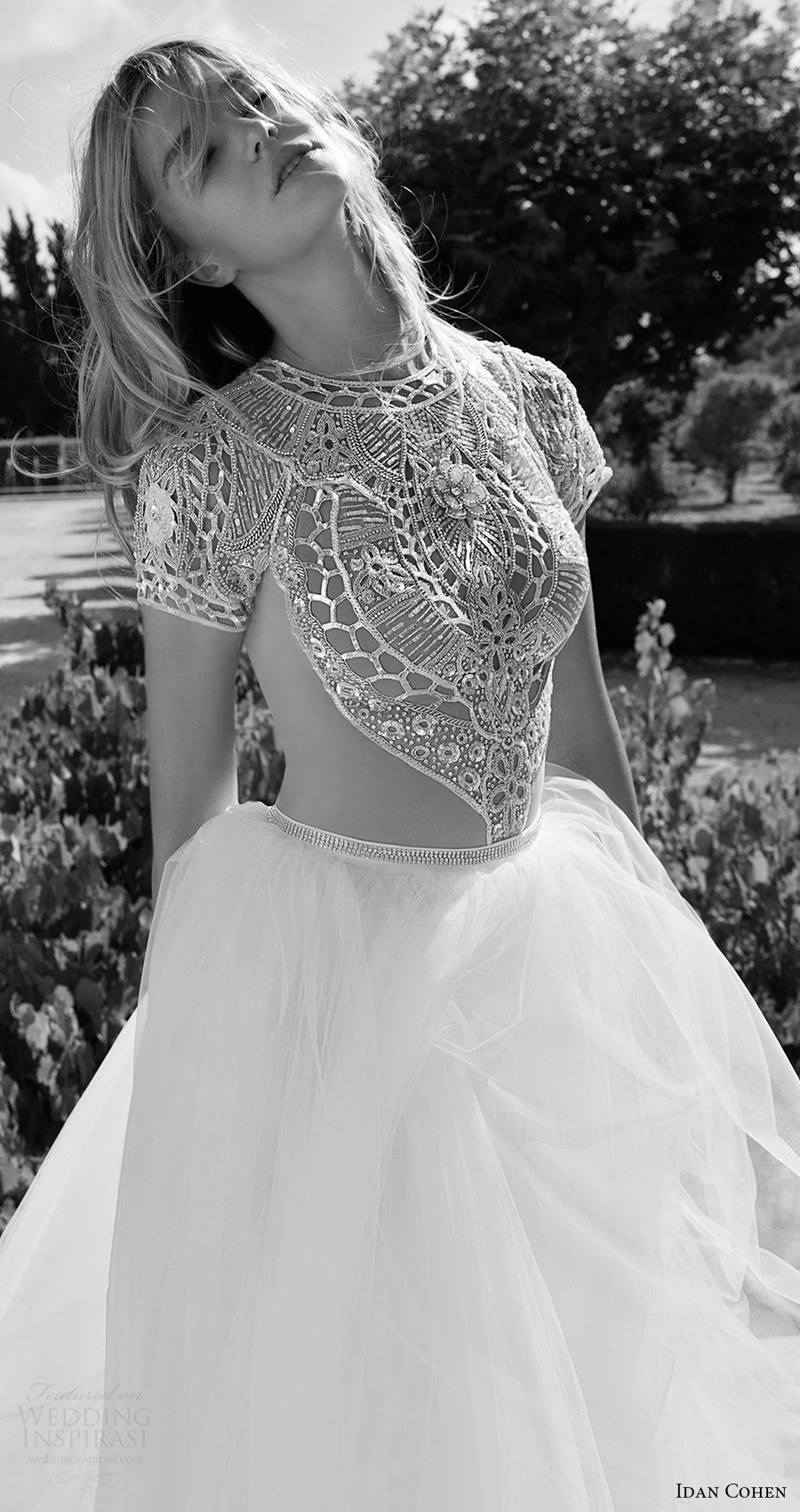 idan cohen bridal 2017 cap sleeve jewel neck beaded bodice ball gown wedding dress (carla the river) zv