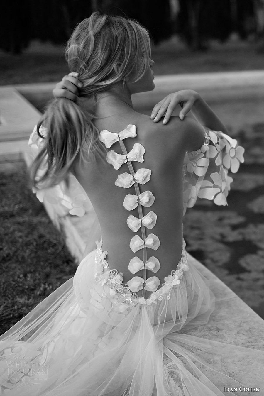 idan cohen bridal 2017 flutter sleeve split sweetheart sheath wedding dress (37) bv split skirt bow illusion back