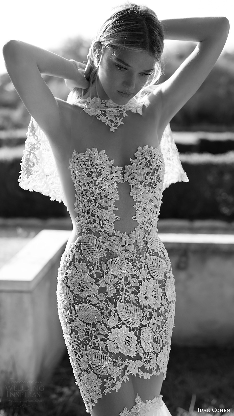 idan cohen bridal 2017 illusion long sleeves sweetheart neckline mermaid lace wedding dress (luisa lia) zfv capelet