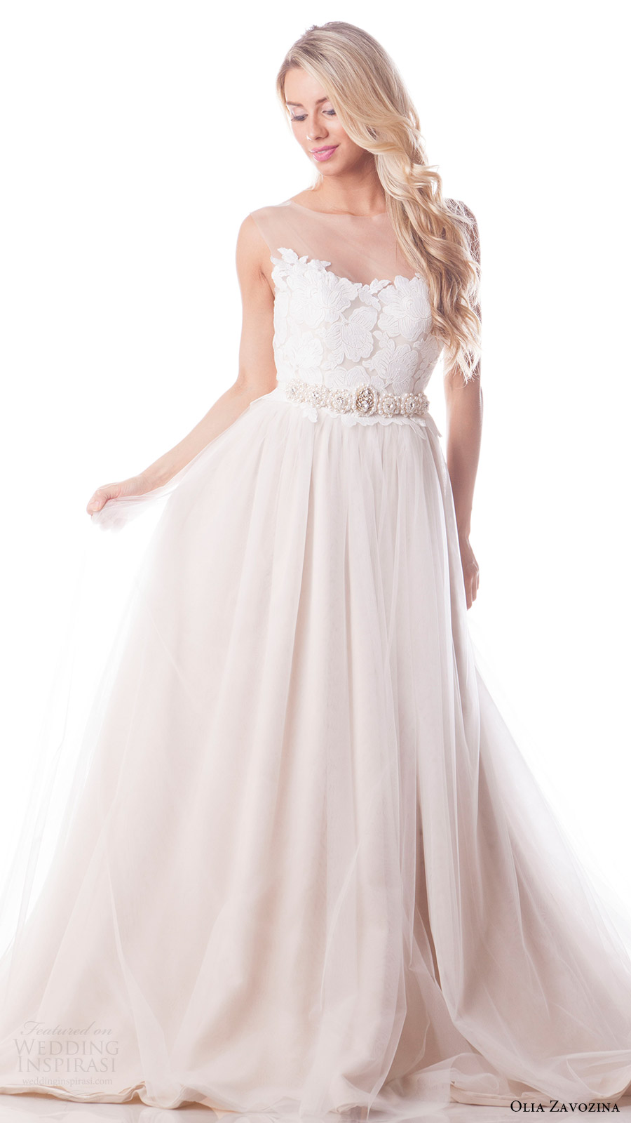 olia zavozina bridal spring 2017 sleeveless illusion neck ball gown wedding dress (elena) mv