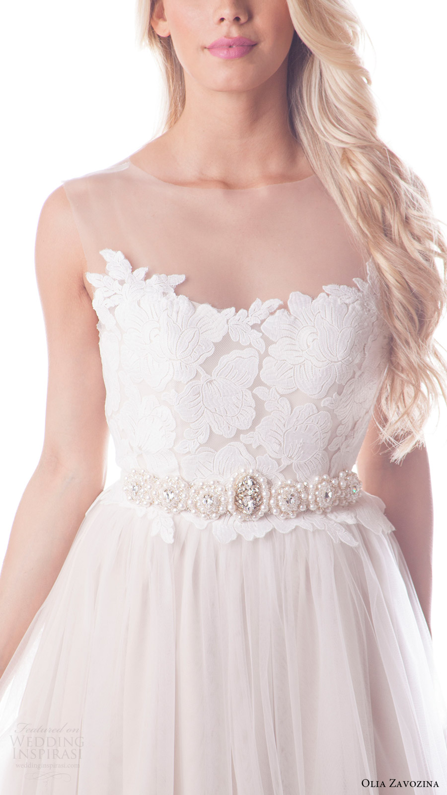 olia zavozina bridal spring 2017 sleeveless illusion neck ball gown wedding dress (elena) zfv