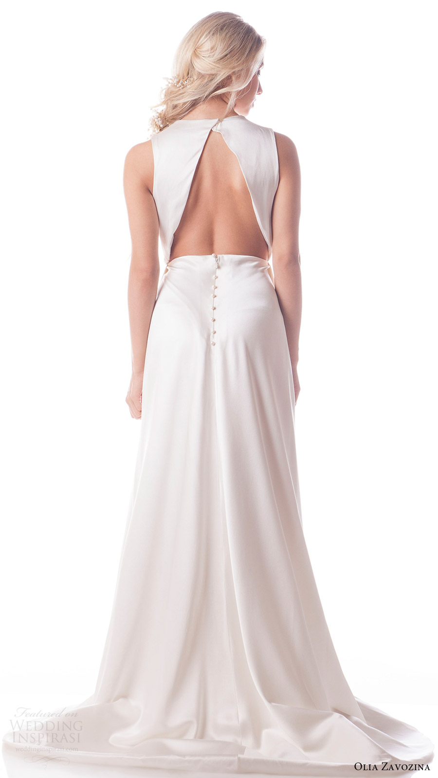 olia zavozina bridal spring 2017 sleeveless jewel neck a line silk wedding dress (lula) bv open back train