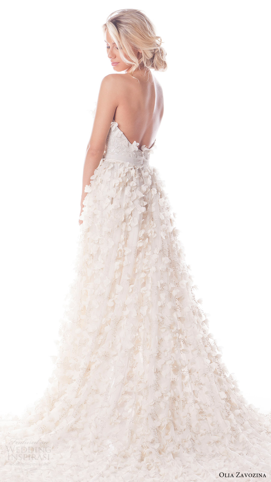 olia zavozina bridal spring 2017 strapless mini 2 piece wedding dress (macie) bv lace tulle overskirt