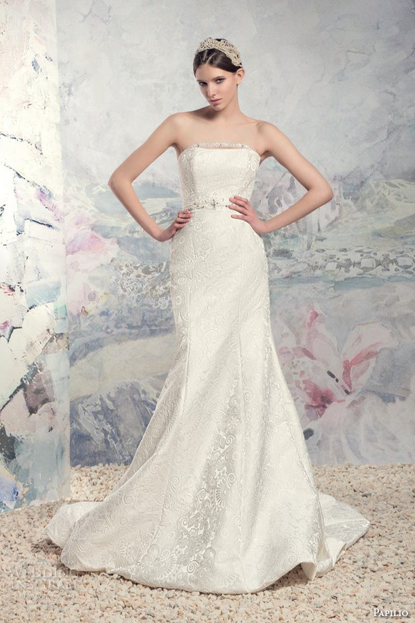 papilio 2016 bridal strapless straight neckline full embellishement classic fit and flare wedding dress sweep train (irtysh) mv