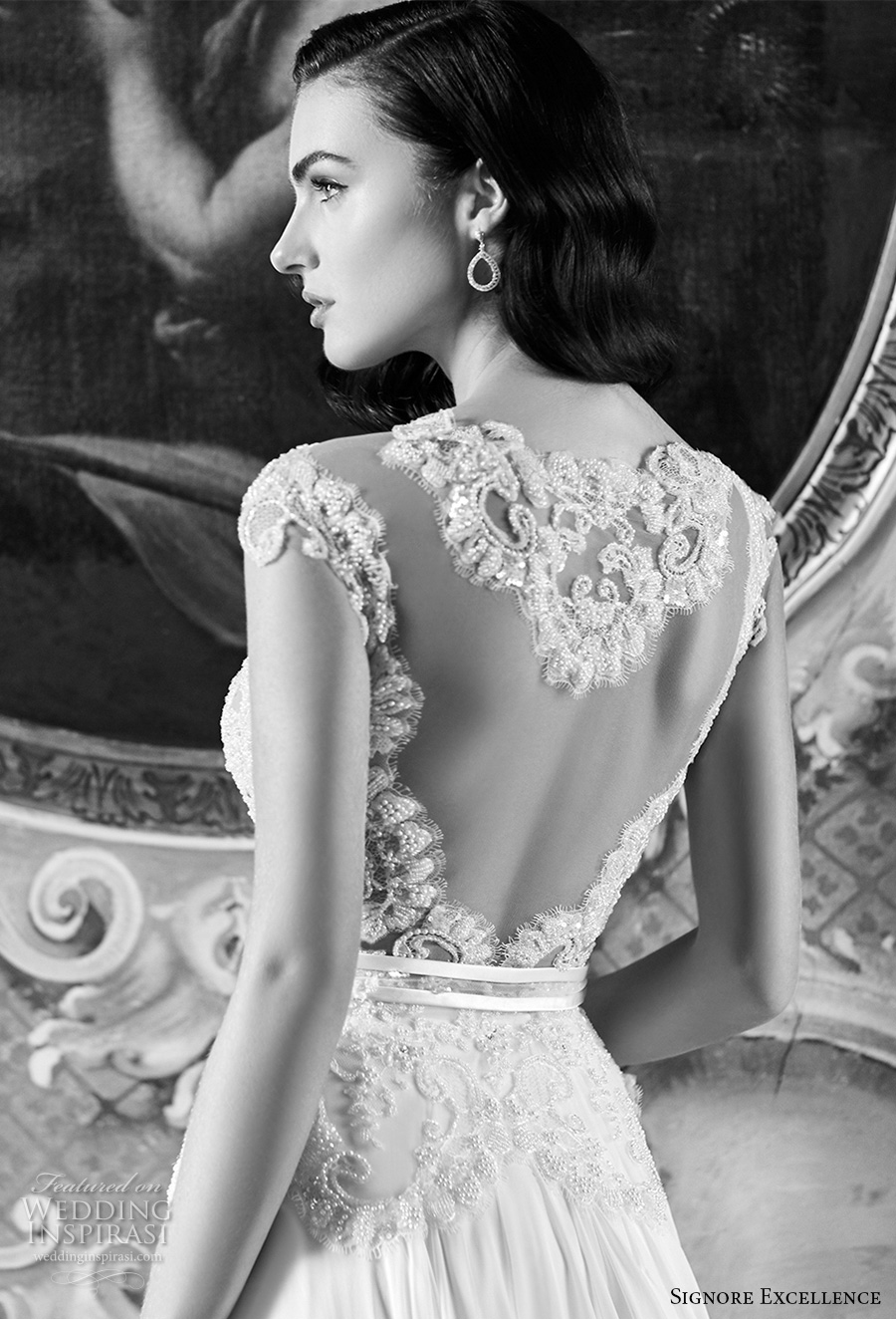 signore excellence 2017 bridal cap sleeves illusion low back wedding dress (elodie) zbv