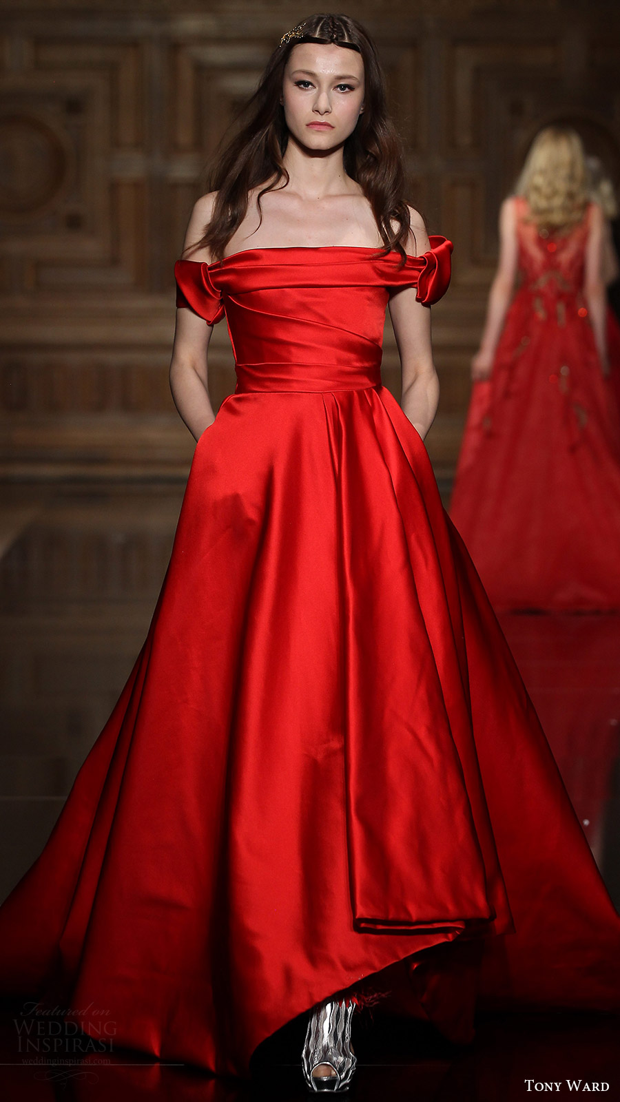 tony ward couture fall 2016 off shoulder a line gown (29) mv red color