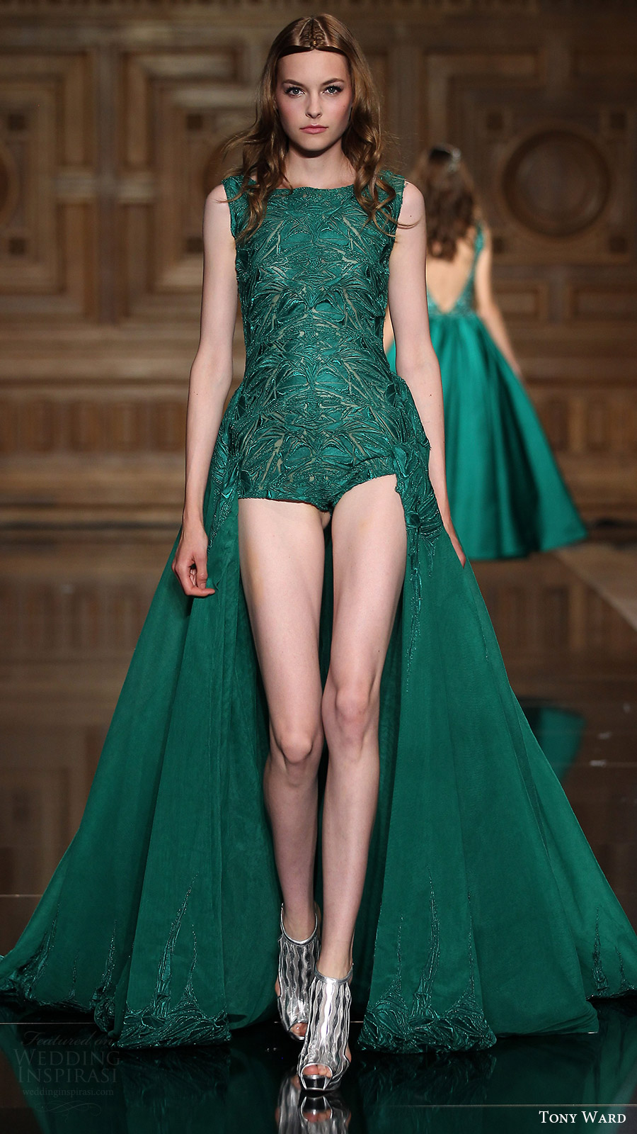 tony ward couture fall 2016 sleeveless scoop playsuit a line overskirt (25) mv green color