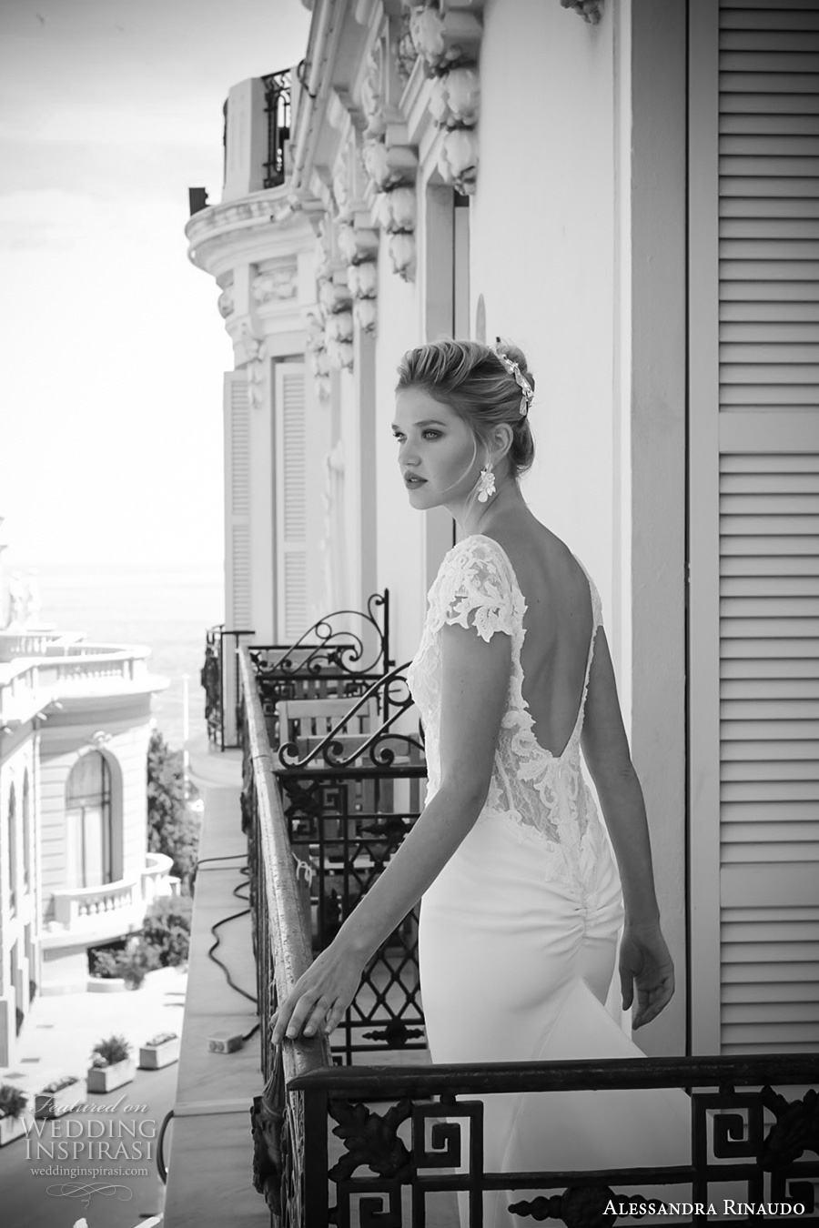 alessandra rinaudo 2017 bridal cap sleeves bateau neckline heavily embellished bodice elegant sheath wedding dress low back long train (7) zbv