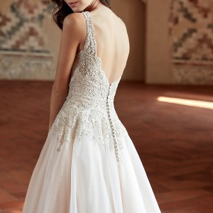 eddy k couture 2017 bridal sleeveless v neckline beaded heavily embellished bodice glamorous beautiful elegant a  line wedding dress scoop back chapel train (ct168) zbv