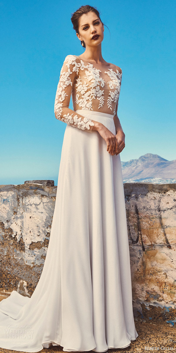 elbeth gillis milk honey 2017 bridal separates illusion long sleeves a line wedding dress (tara top shelby skirt) fv