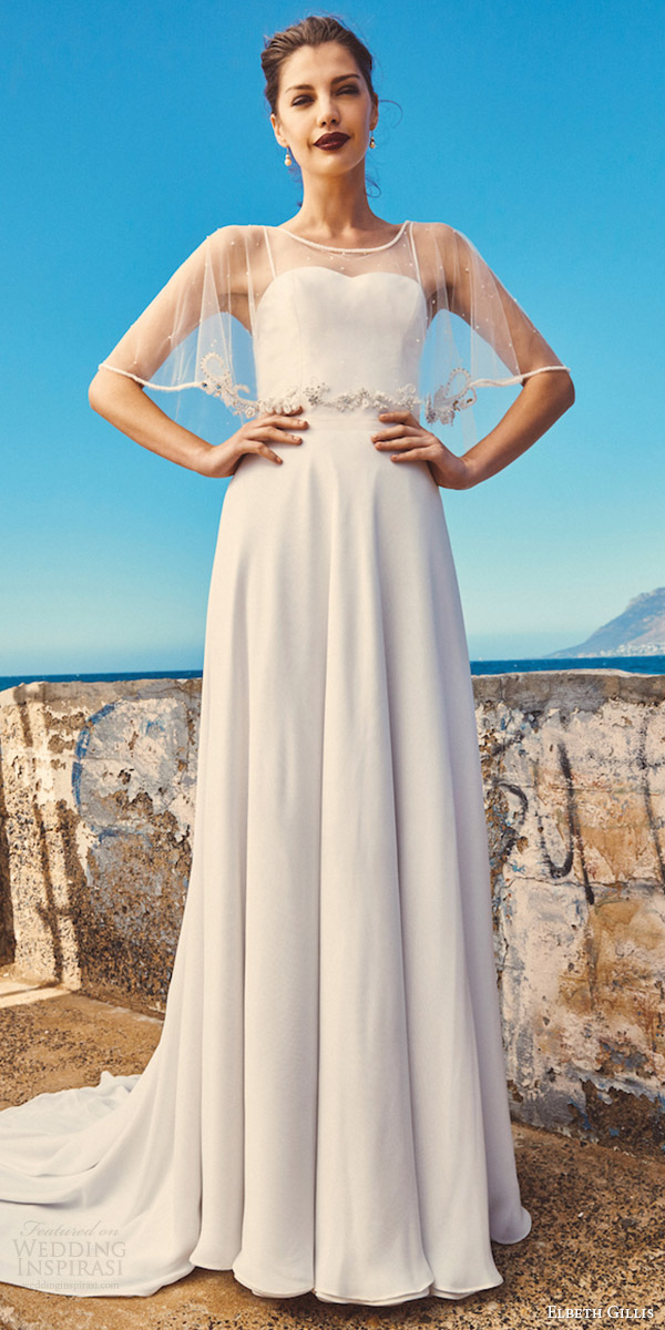 elbeth gillis milk honey 2017 bridal separates strapless aline wedding dress (marina cape linda top shelby skirt) fv