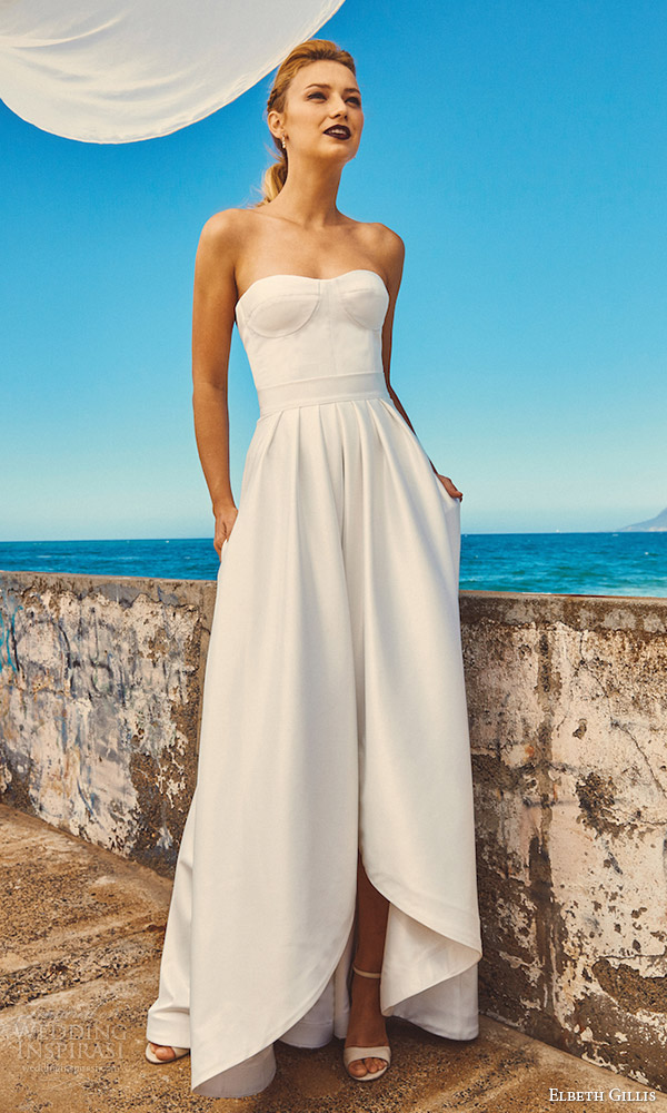 elbeth gillis milk honey 2017 bridal separates strapless sweetheart aline high low wedding dress (chloe top harper skirt) mv pockets