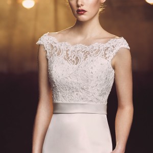 paloma blanca fall 2016 bridal off the shoulder scallop bateau neckline heavily embellished bodice elegant mermaid wedding dress scoop back sweep train (4716) zv