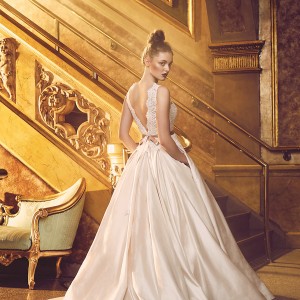 paloma blanca fall 2016 bridal sleeveless scallop bateau neckline heavily embellished bodice beautiful princess romantic a  line ball gown wedding dress with pockets v back chapel train (4720) bv