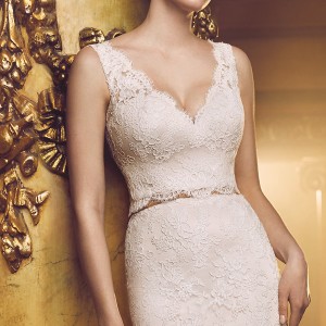 paloma blanca fall 2016 bridal sleeveless v neck full embellishment lace elegant modified a  line wedding dress scoop back sweep train (4705) zv