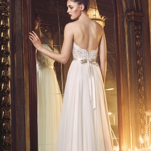 paloma blanca fall 2016 bridal strapless sweetheart neckline heavily embellished bodice sexy romantic a  line wedding dress open back sweep train (4707) bv