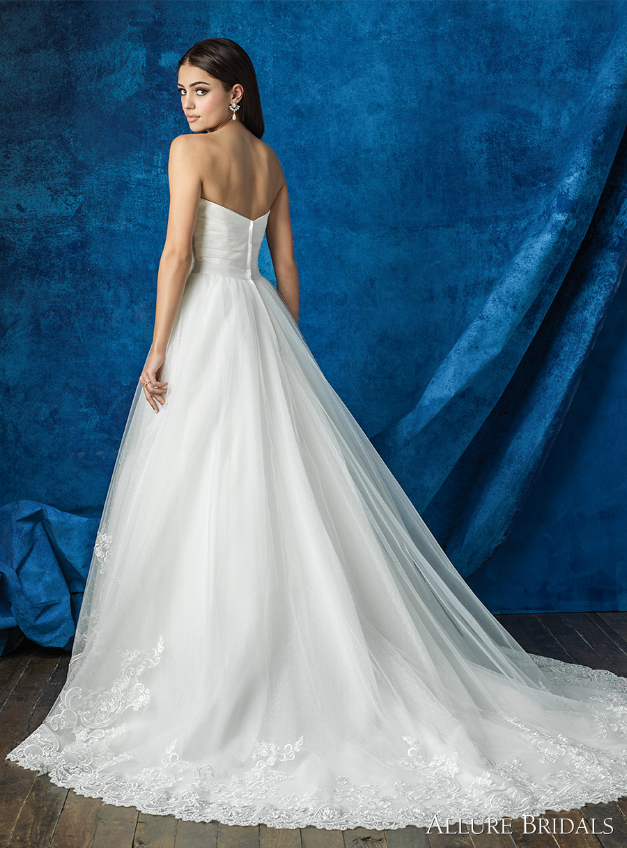 strapless sweetheart neckline satin pleated bodice simple clean princess romantic tulle skirt embellished hem skirt a  line wedding dress chapel train (a2000 top and a2012 skirt) bv