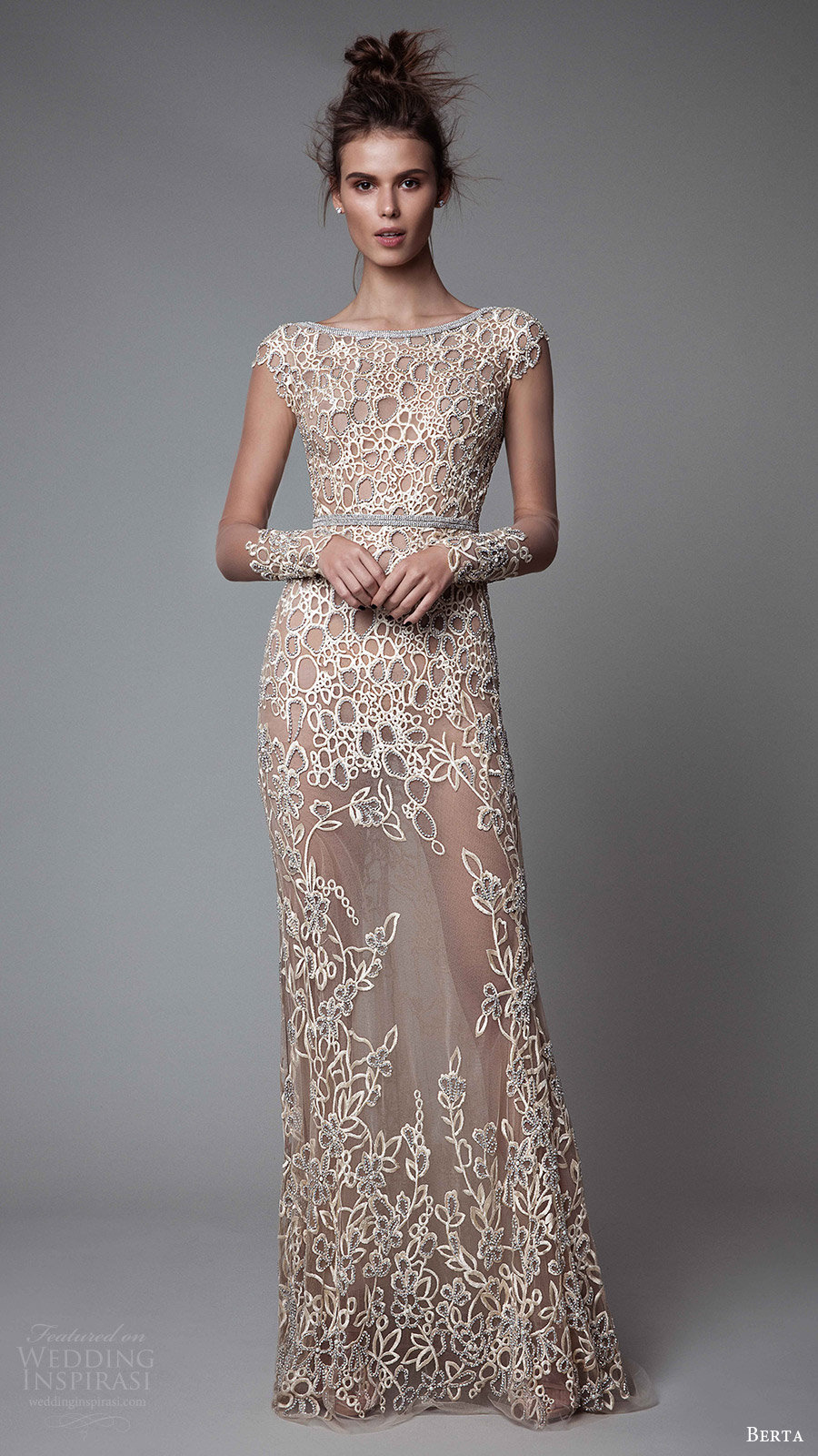 berta rtw fall 2017 (17 06) illusion long sleeves boat neck trumpet evening dress mv embellished sheer skirt mv berta rtw fall 2017 (17 06) illusion long sleeves boat neck trumpet evening dress mv embellished sheer skirt mv